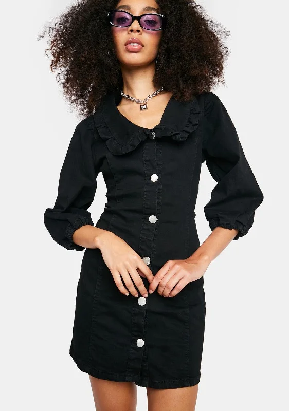 Black Button Down Mini Dress