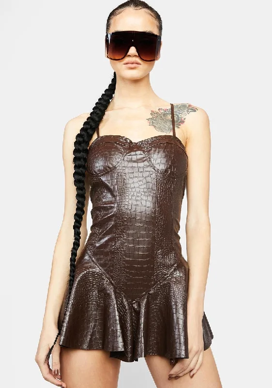 Choco Man Eater Crocodile Mini Dress