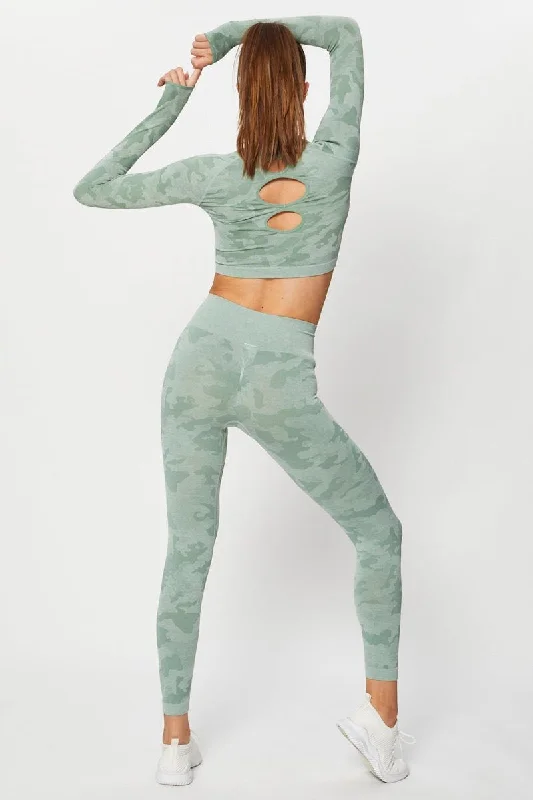 Green Seamless Camo Activewear Leggings