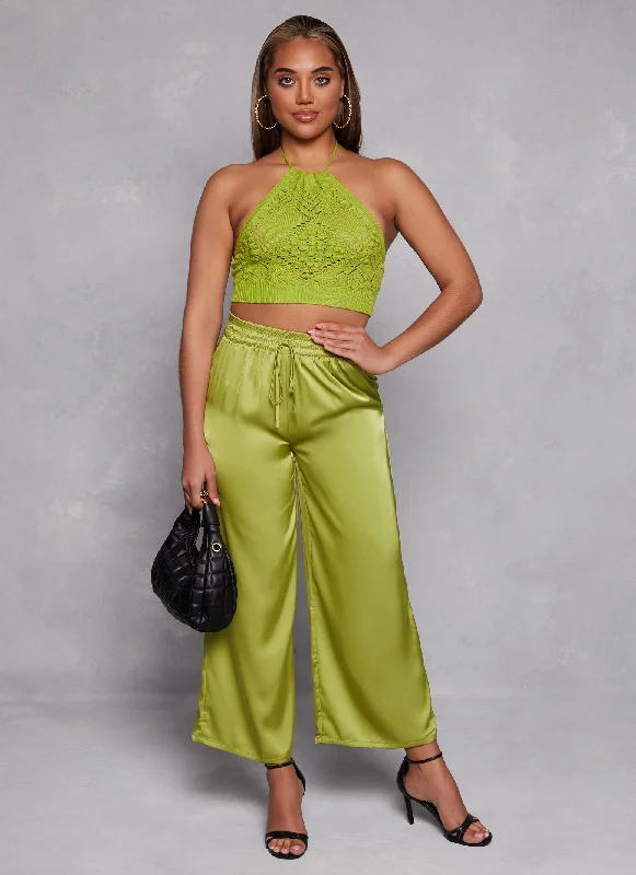 Satin High Waist Palazzo Pants