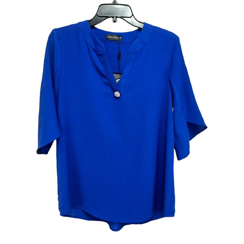 Top Short Sleeve By Funlingo In Blue, Size: M