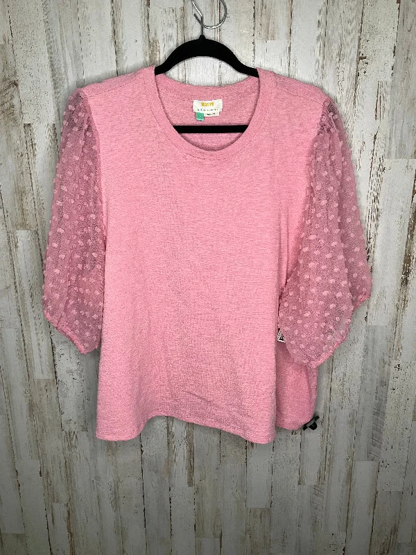 Top Short Sleeve By Maeve In Pink, Size: 3x